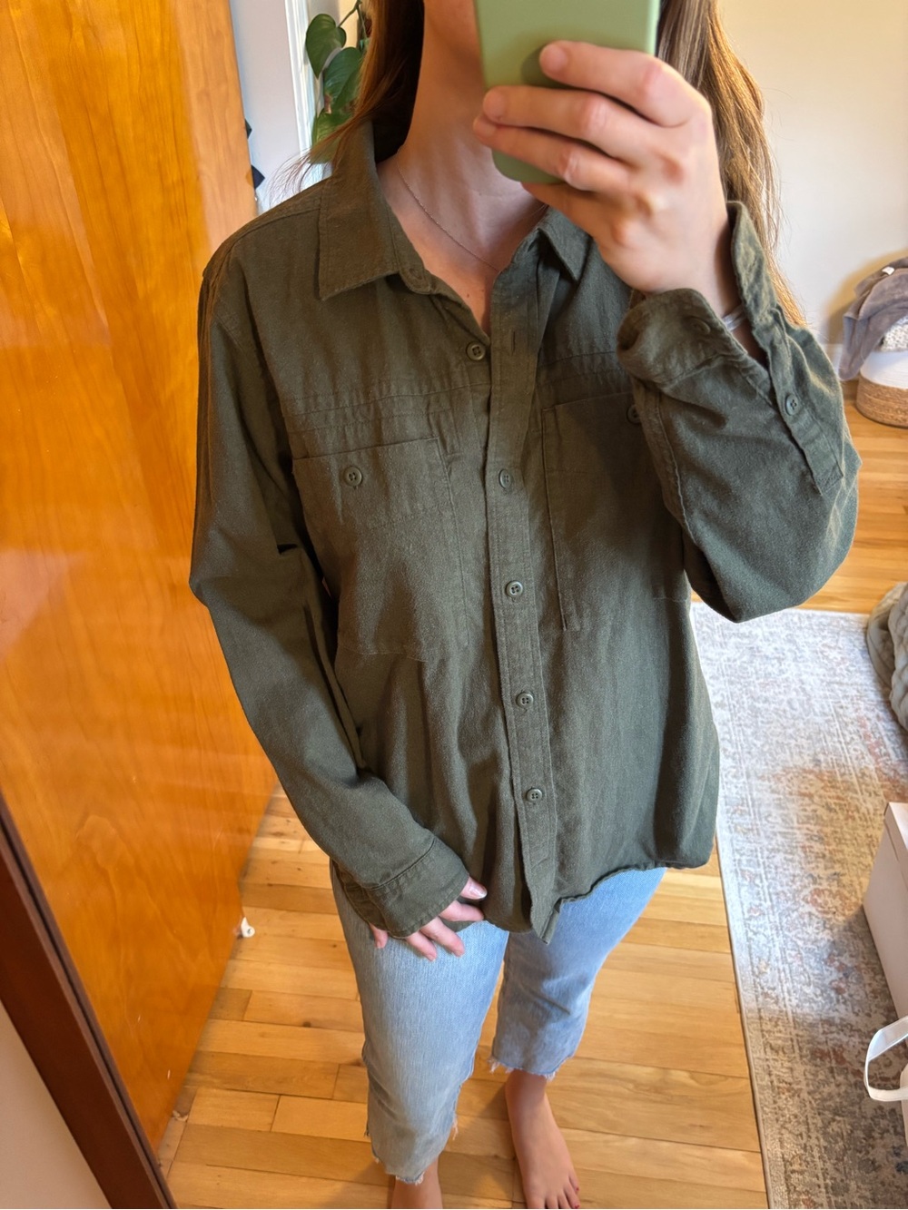 REI Olive Green Button-Down Shirt